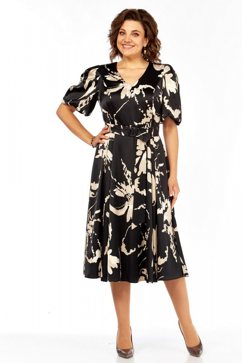 Платья Милора-стиль 1419 черный_с_принтом