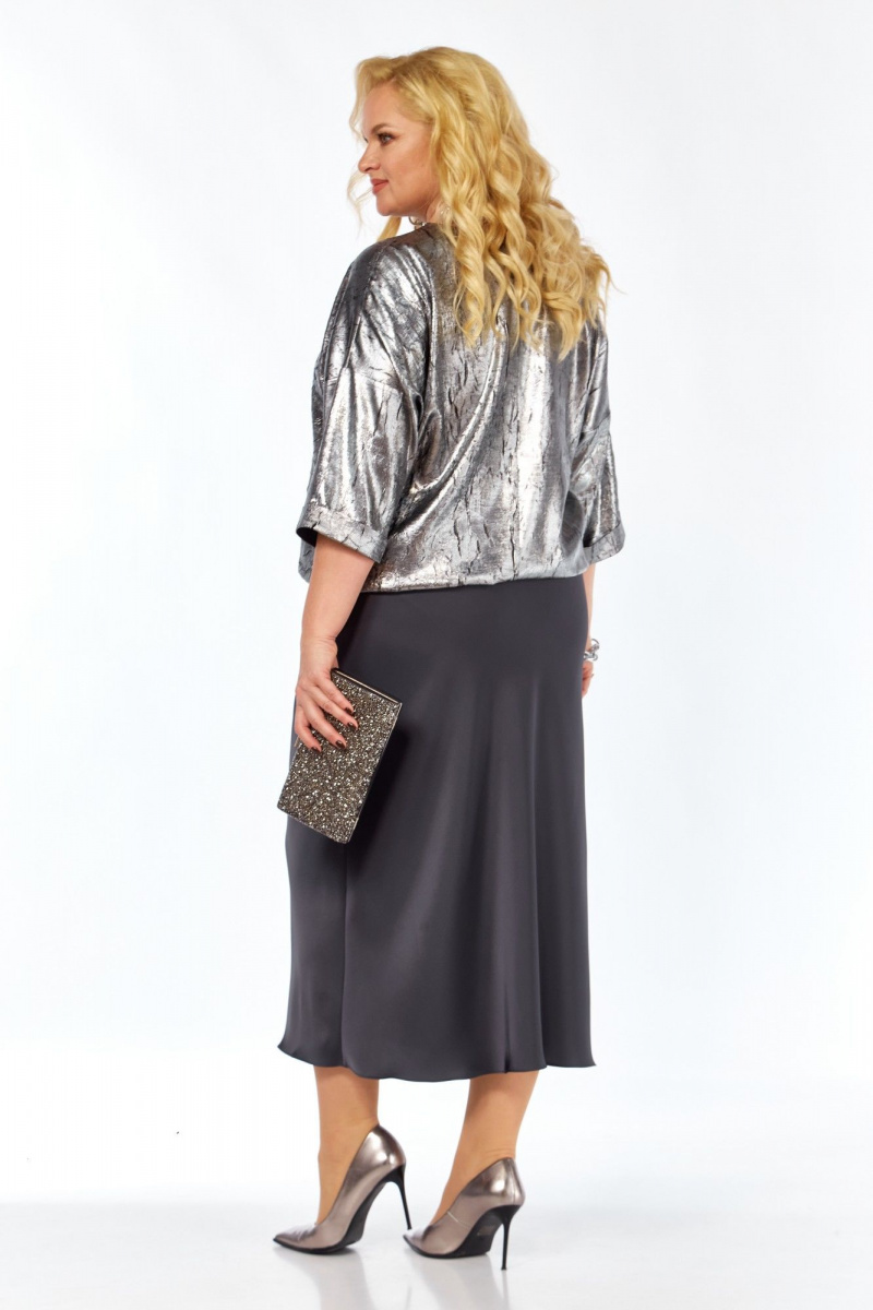 Юбочный костюм Элль-стиль 2449 серебро_серый