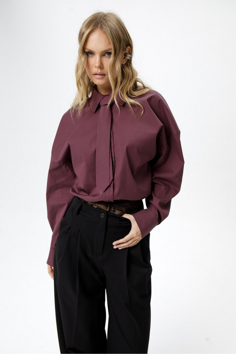 Брючный комплект PiRS 6478 марсала+черный