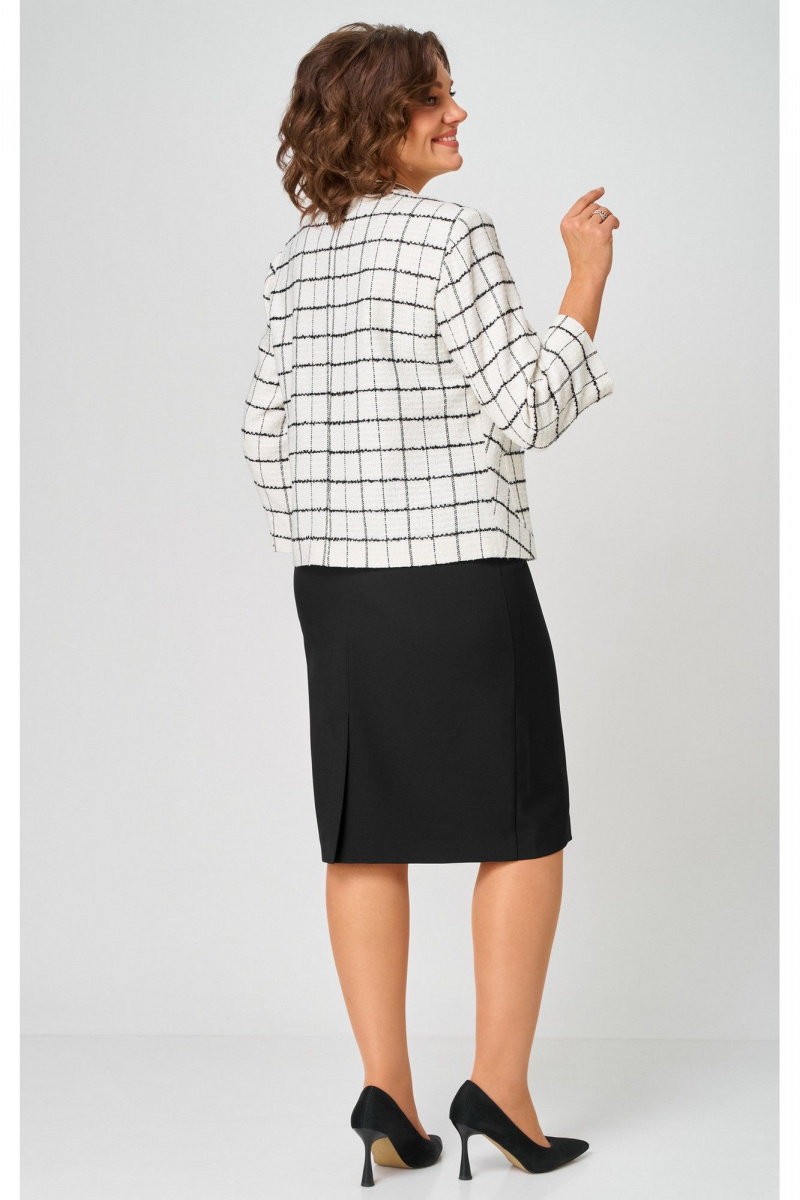 Юбочный костюм БелЭльСтиль 861-2_59_22+557-2_58_22 бело-черный