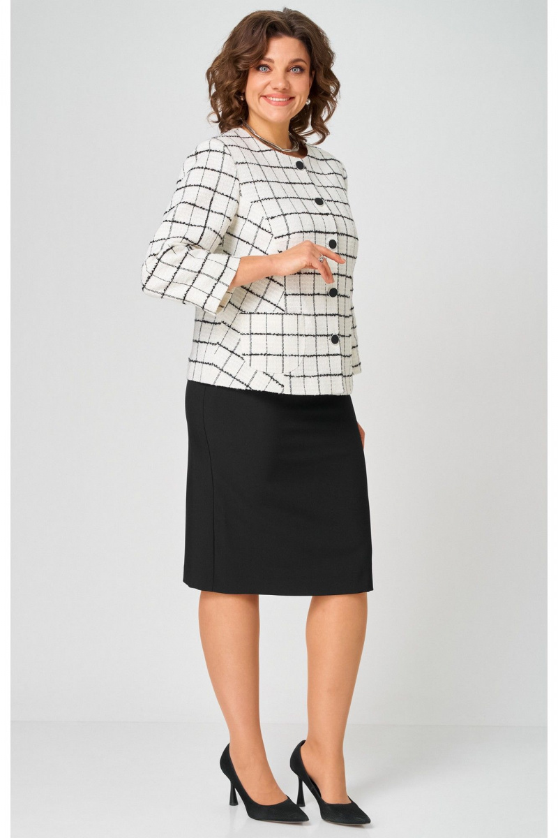 Юбочный костюм БелЭльСтиль 861-2_59_22+557-2_58_22 бело-черный