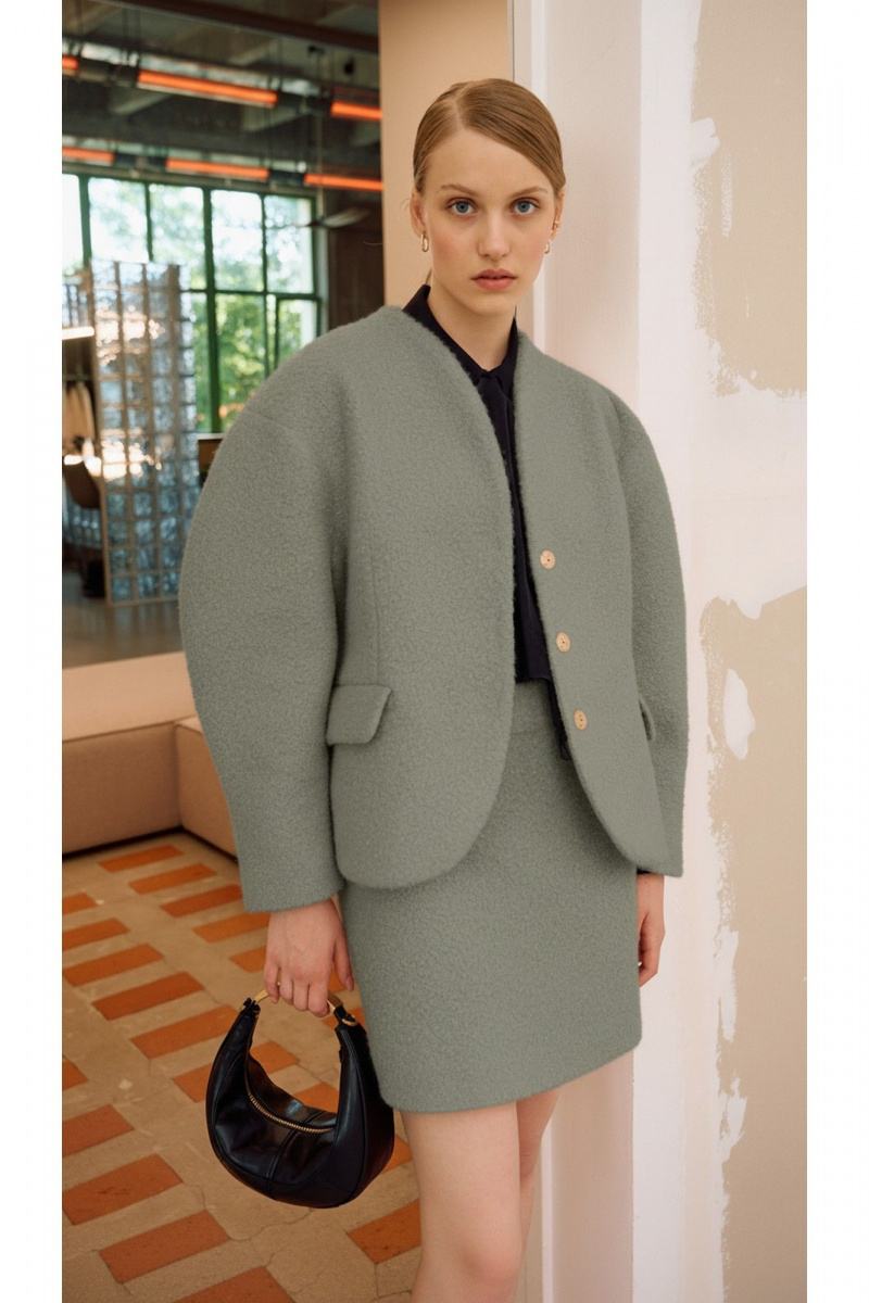 Женский комплект с полупальто Lokka 1718С хаки