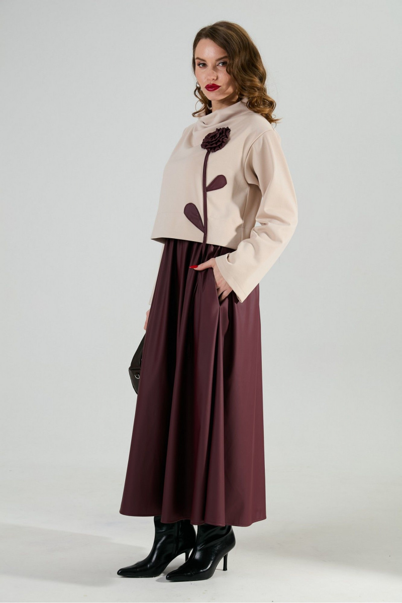 Платья NikVa 924-10 капучино и бургунди