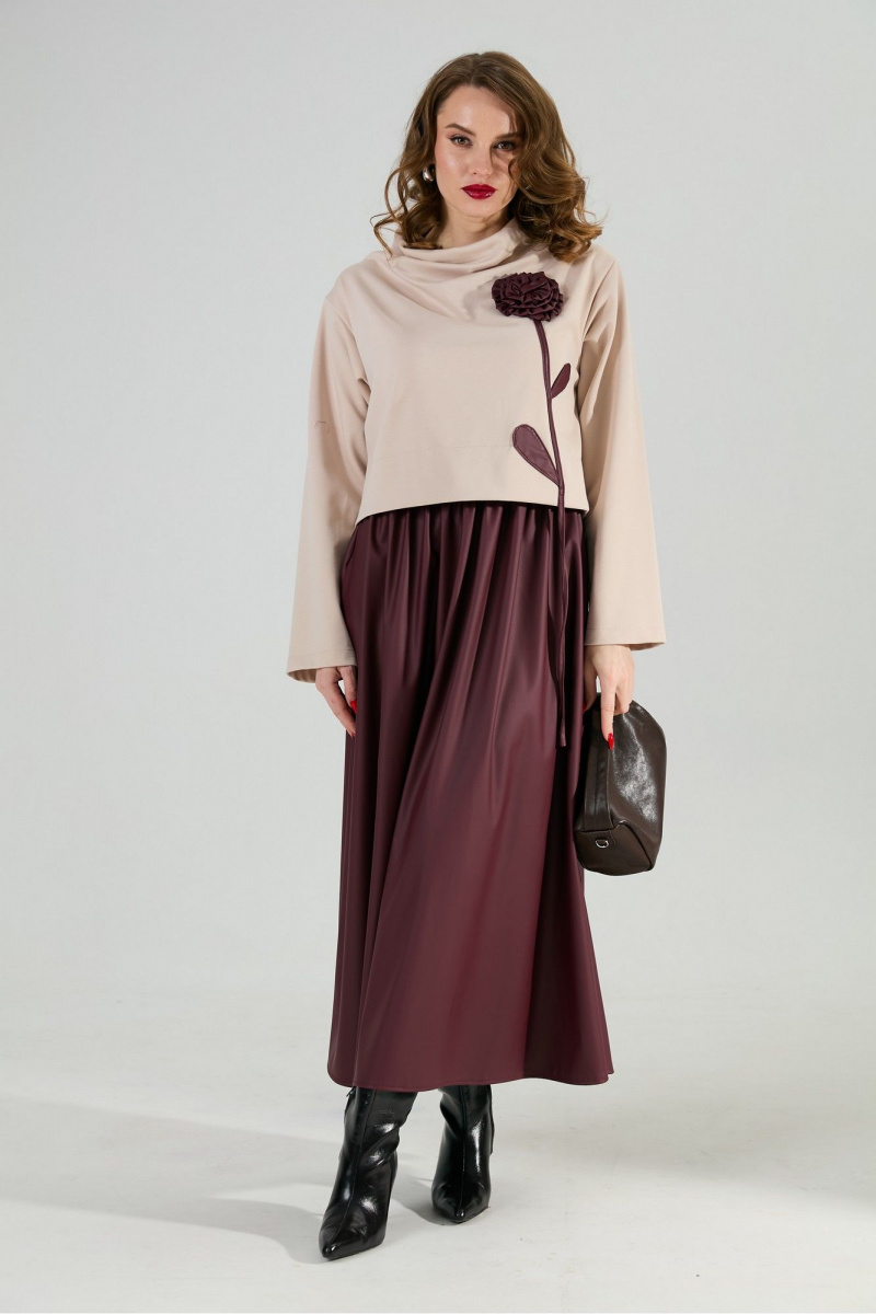 Платья NikVa 924-10 капучино и бургунди