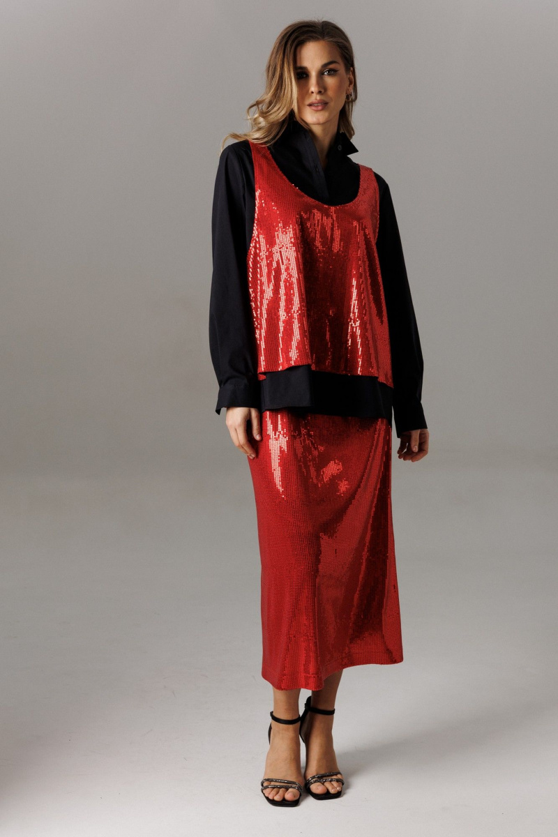 Юбочный комплект Ларс Стиль 1191 черный-красный