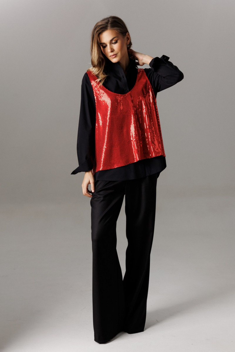 Брючный комплект Ларс Стиль 1189 черный-красный