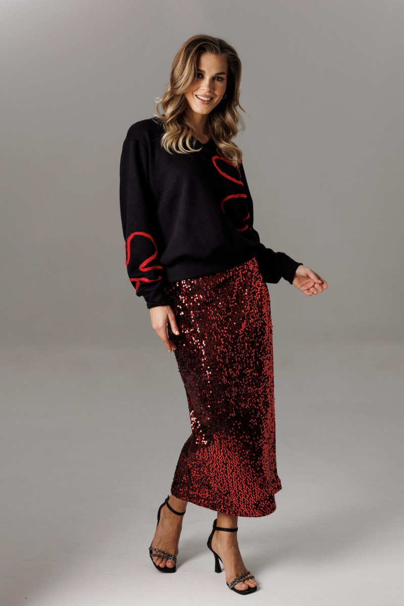 Юбочный комплект Ларс Стиль 1184 черный-красный