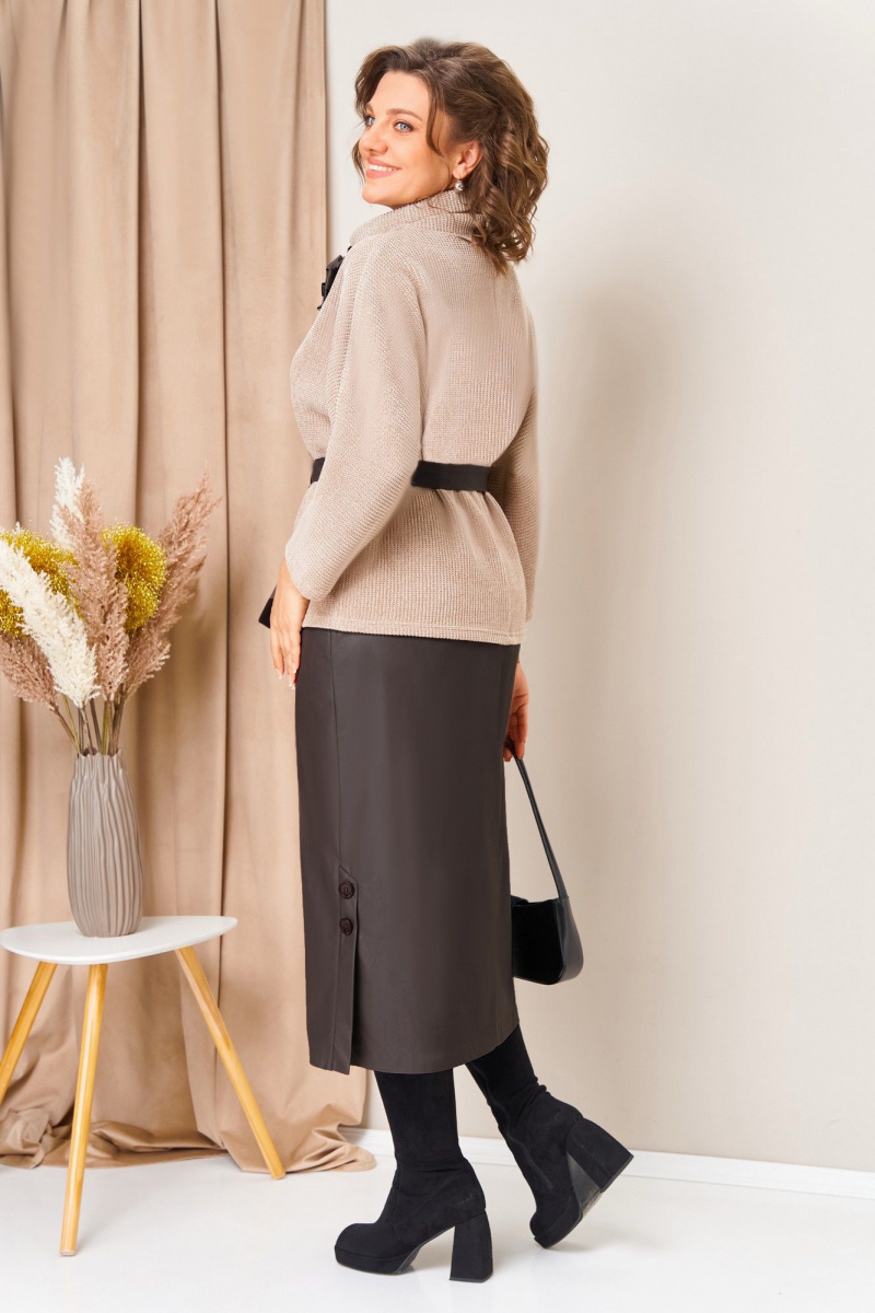 Юбочный комплект VOLNA 1447 бежево-шоколадный