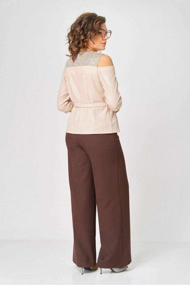 Брючный комплект Орхидея 1635 бежевый, коричневый