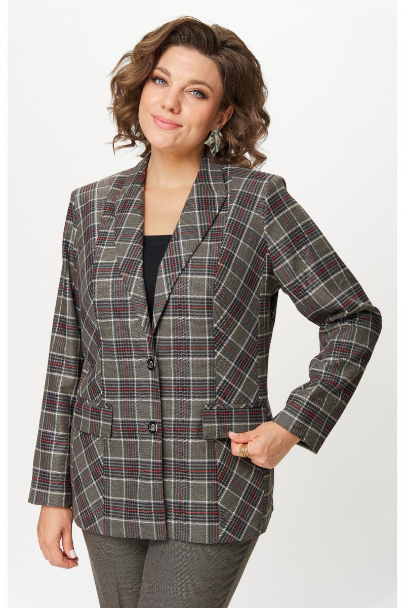 Жакеты БелЭльСтиль 412-3_14_22 клетка красно-коричневая
