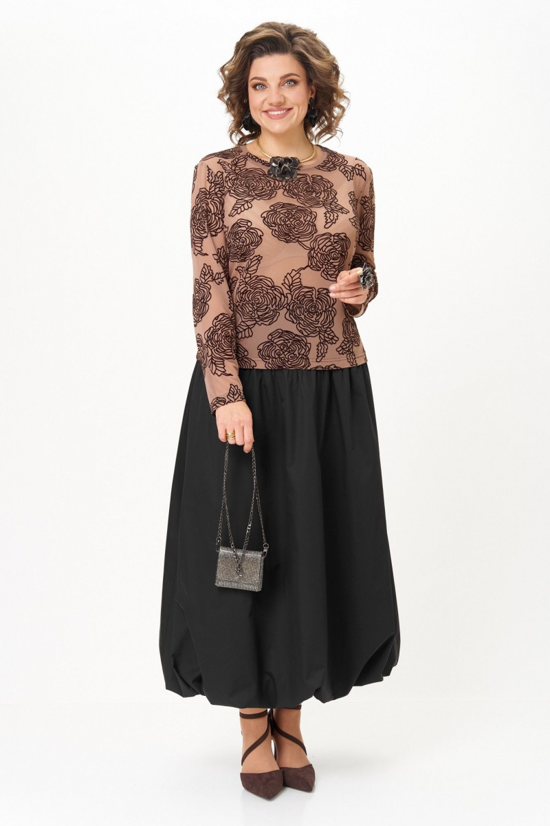 Юбочный комплект Aira Style 24136 капучино-черный