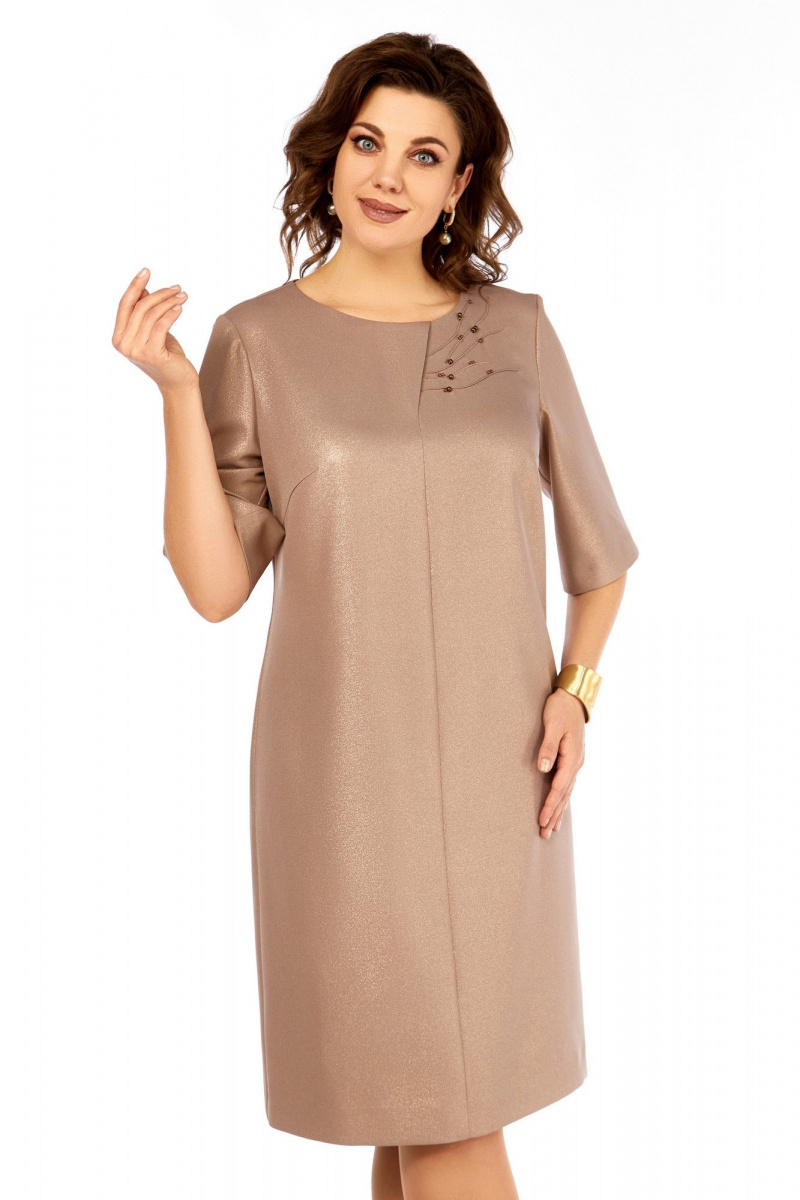 Платья Ольга Стиль С-980 бежево-золотой