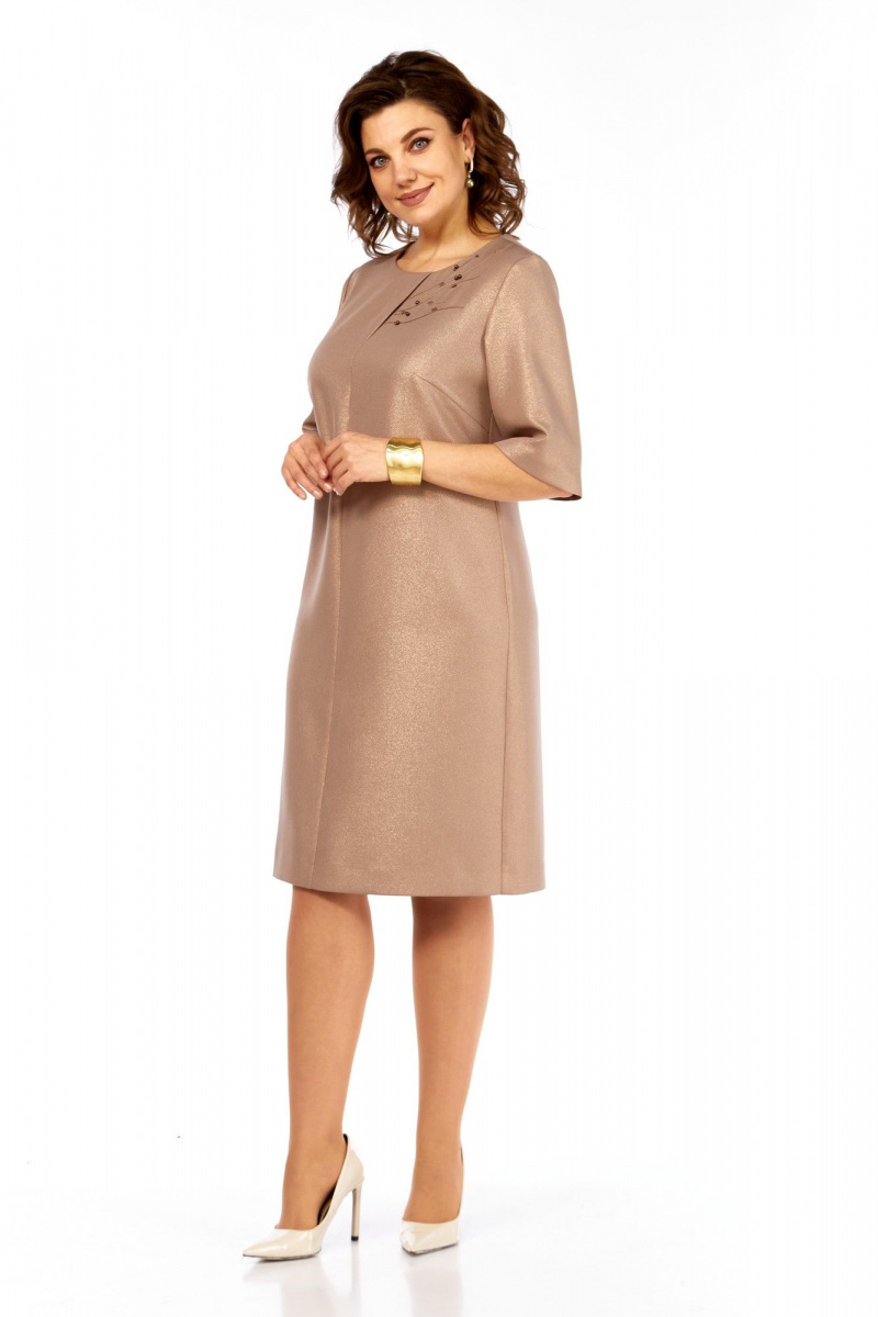 Платья Ольга Стиль С-980 бежево-золотой