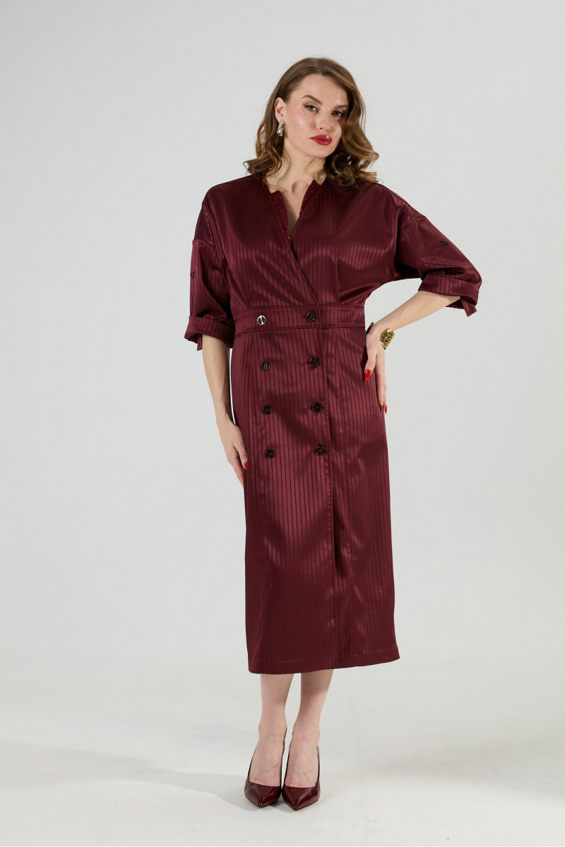 Платья NikVa 362-11 бургунди_полоска