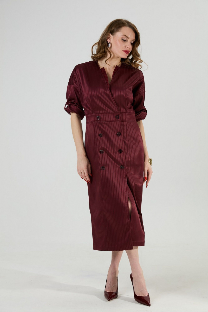 Платья NikVa 362-11 бургунди_полоска
