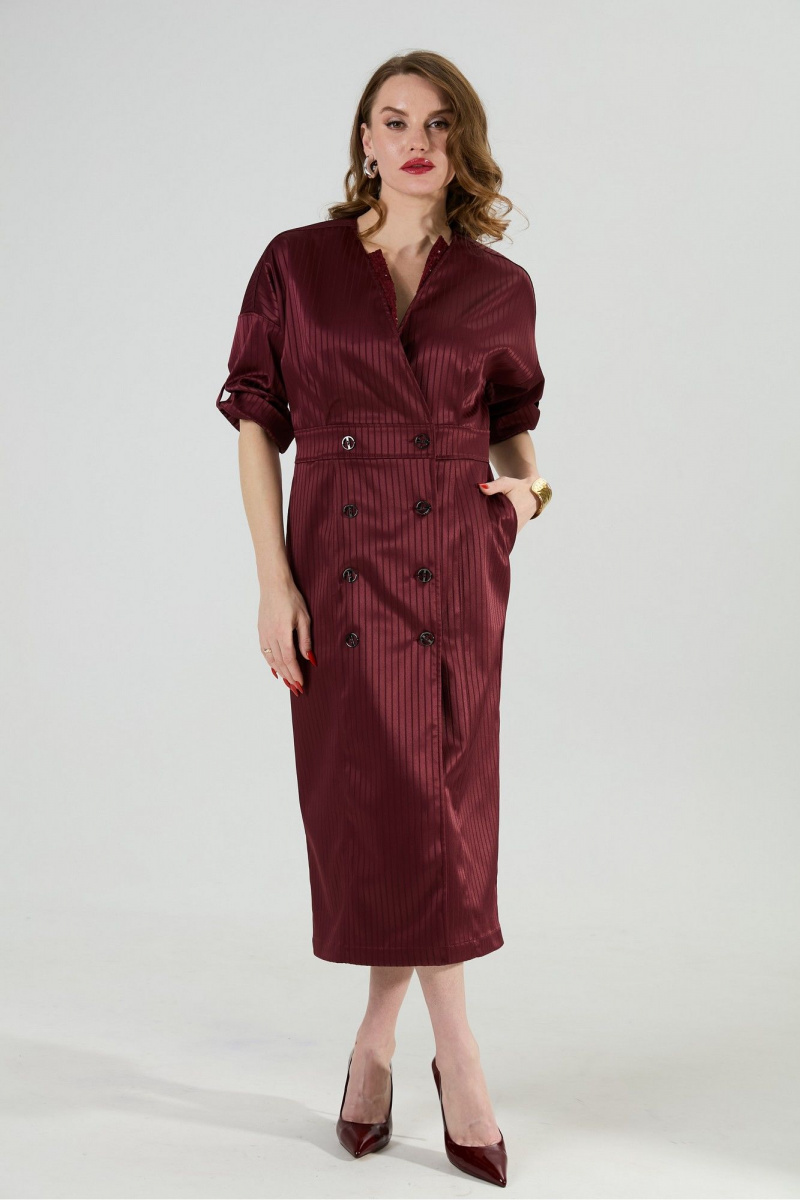 Платья NikVa 362-11 бургунди_полоска