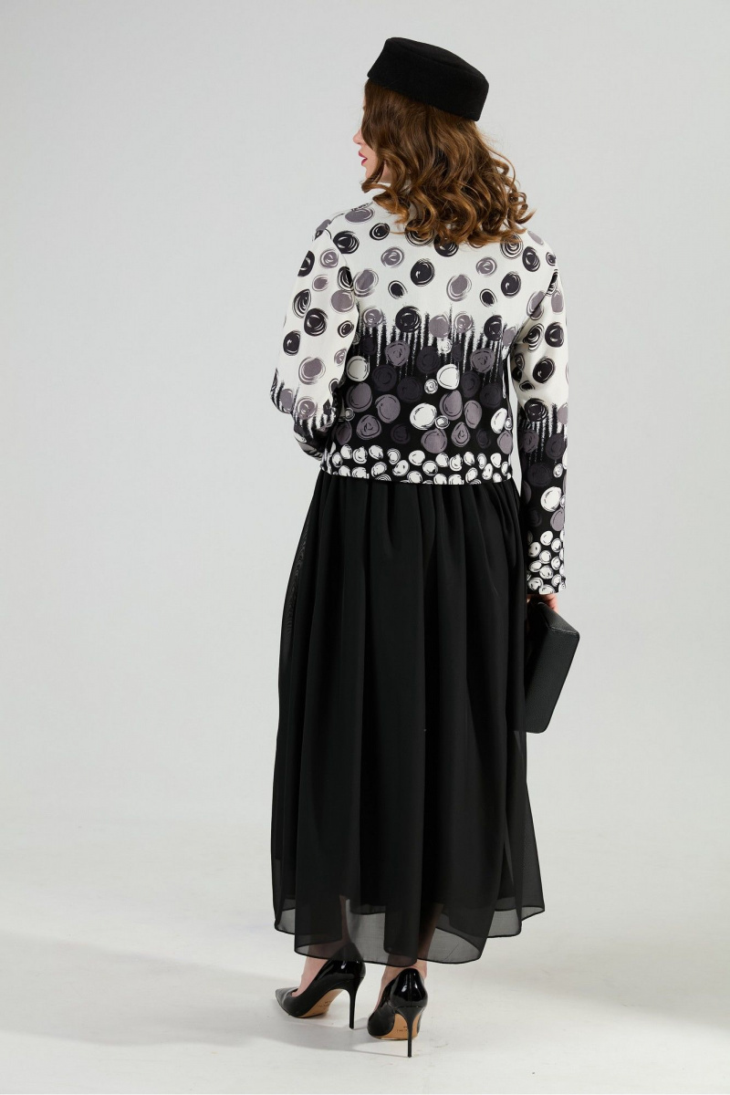 Платья NikVa 924-11 чёрно-бело-серый