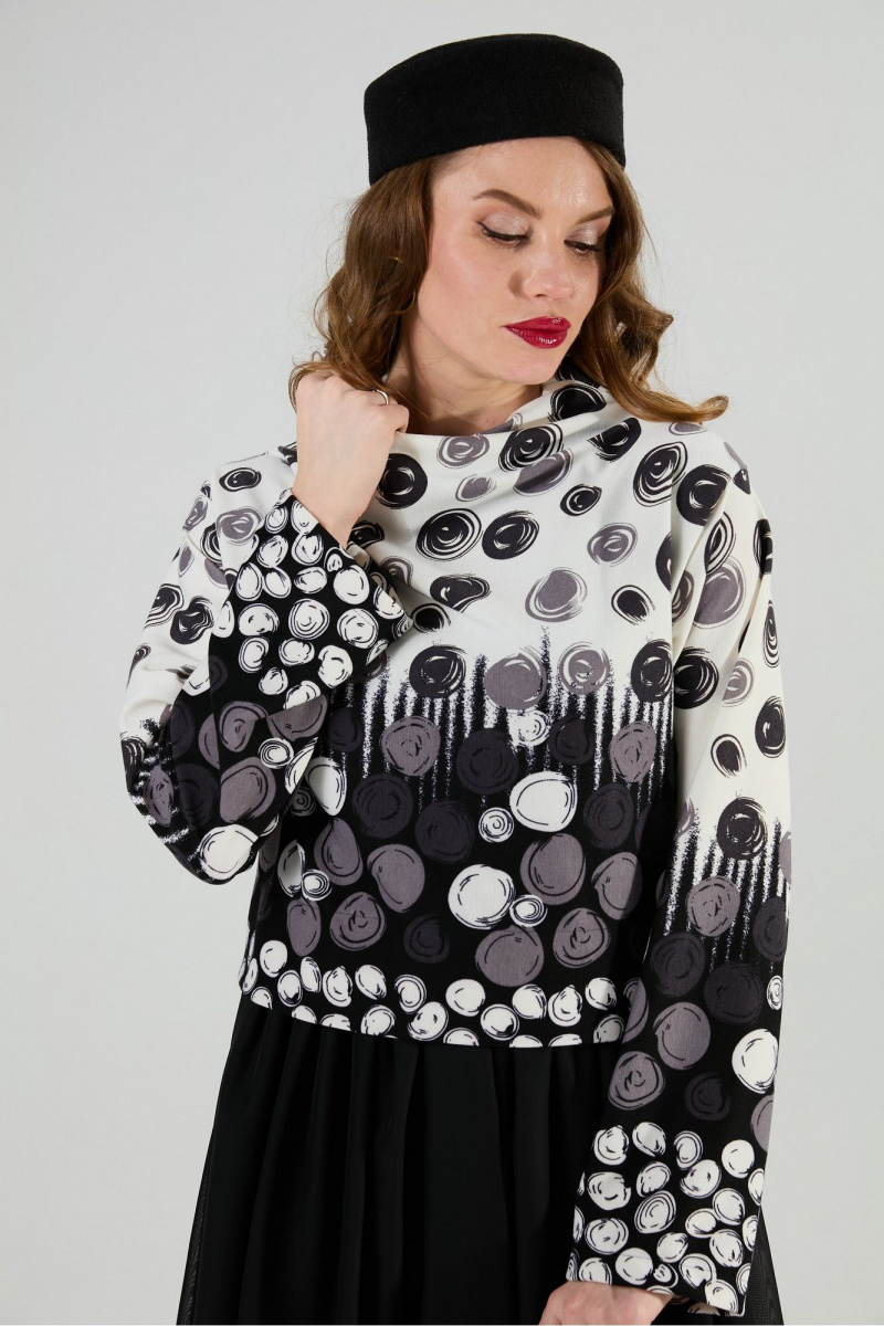 Платья NikVa 924-11 чёрно-бело-серый