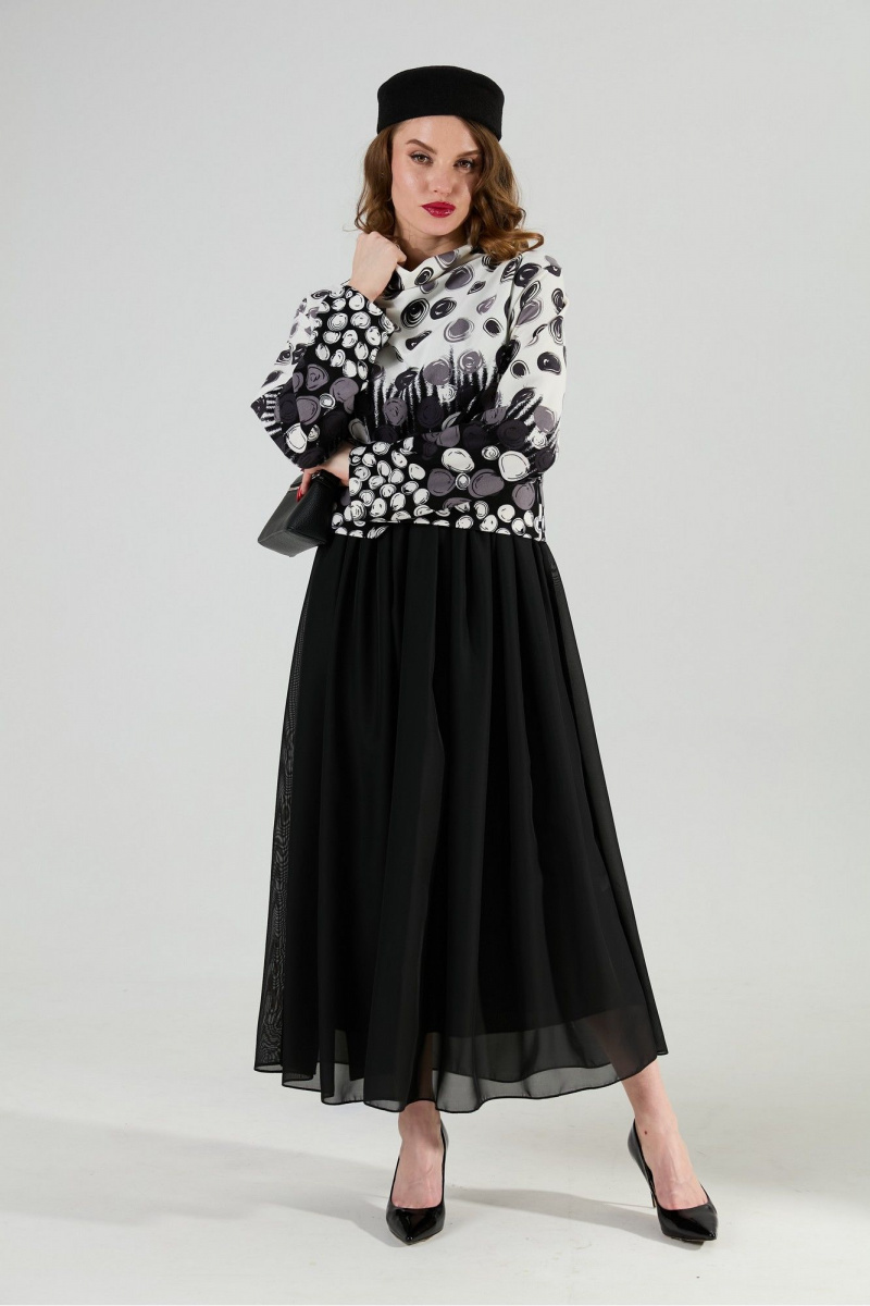 Платья NikVa 924-11 чёрно-бело-серый