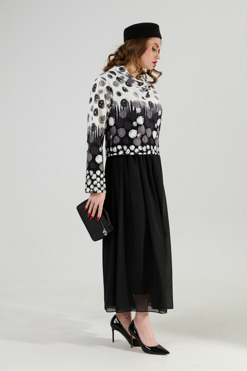 Платья NikVa 924-11 чёрно-бело-серый