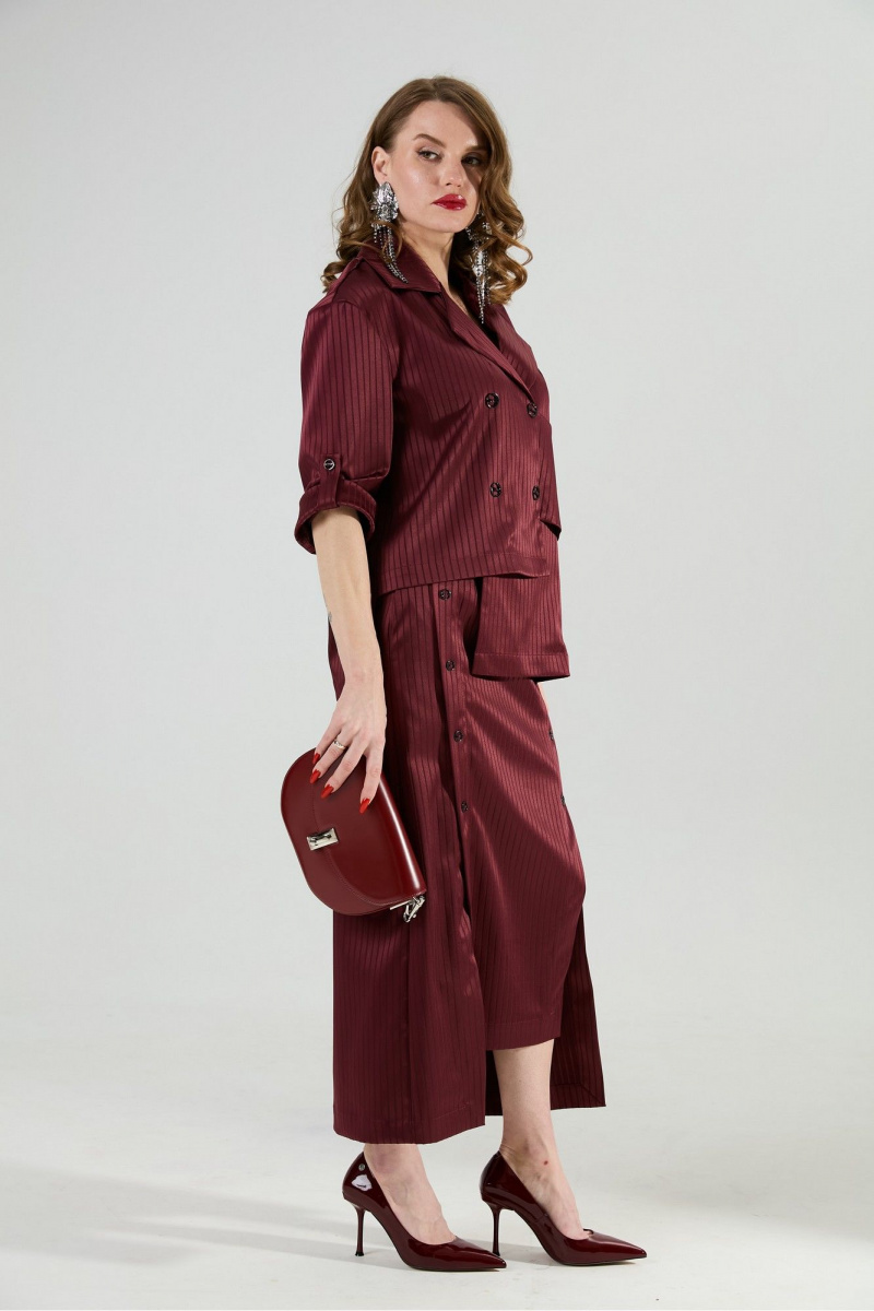 Юбочный костюм NikVa 972-5 бургунди_полоска