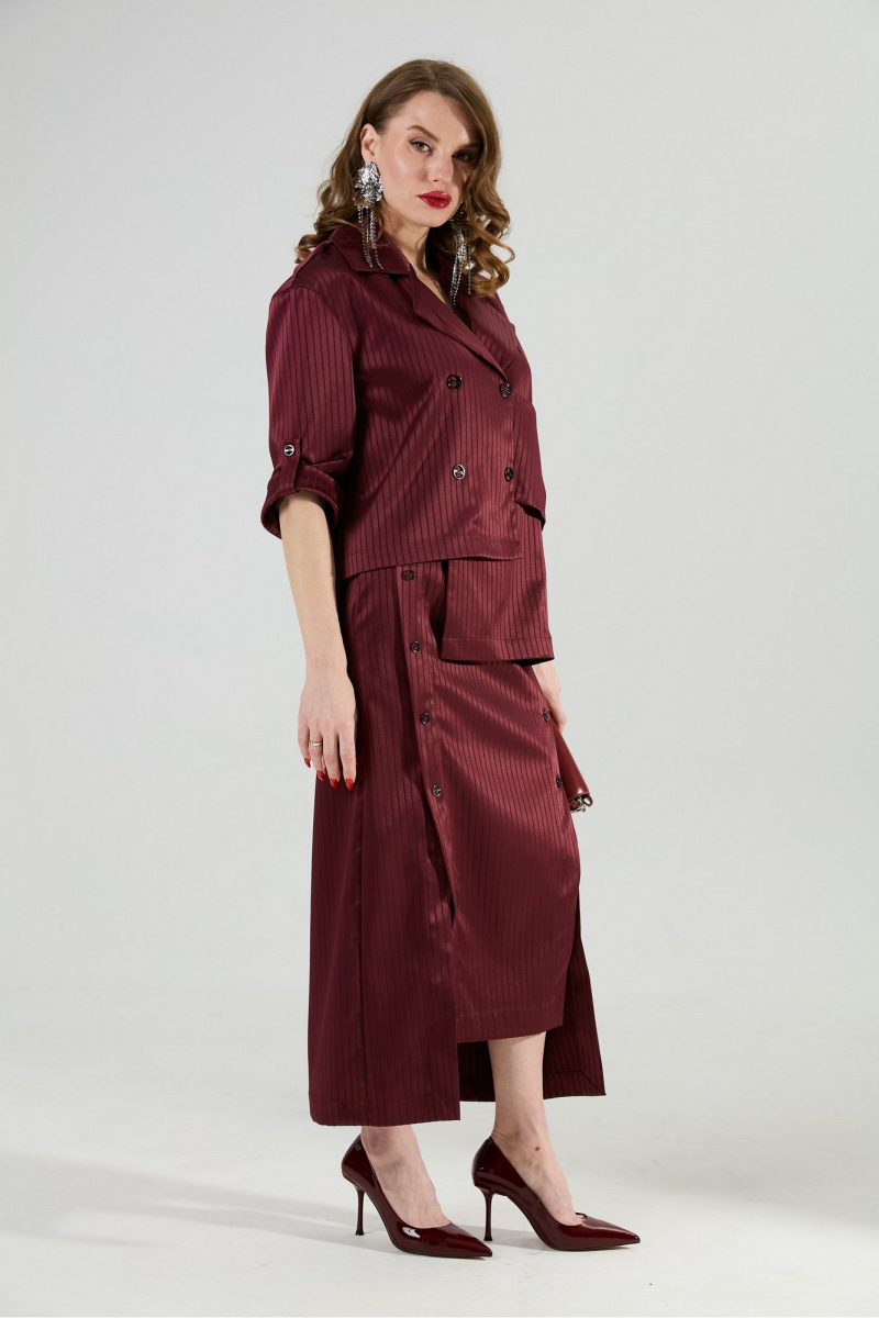 Юбочный костюм NikVa 972-5 бургунди_полоска