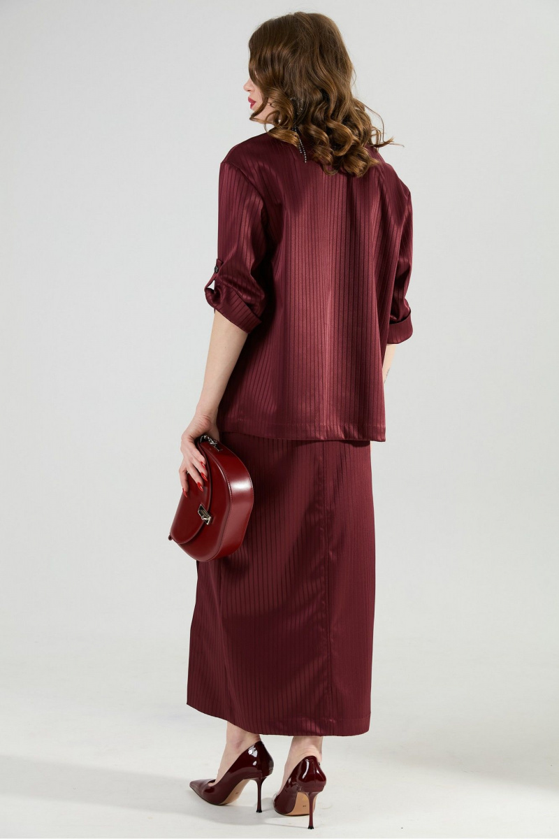 Юбочный костюм NikVa 972-5 бургунди_полоска