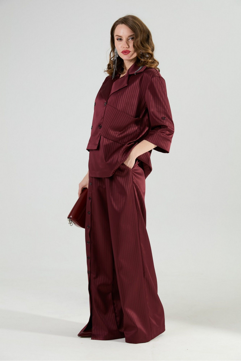 Брюки NikVa 977-5 бургунди_полоска