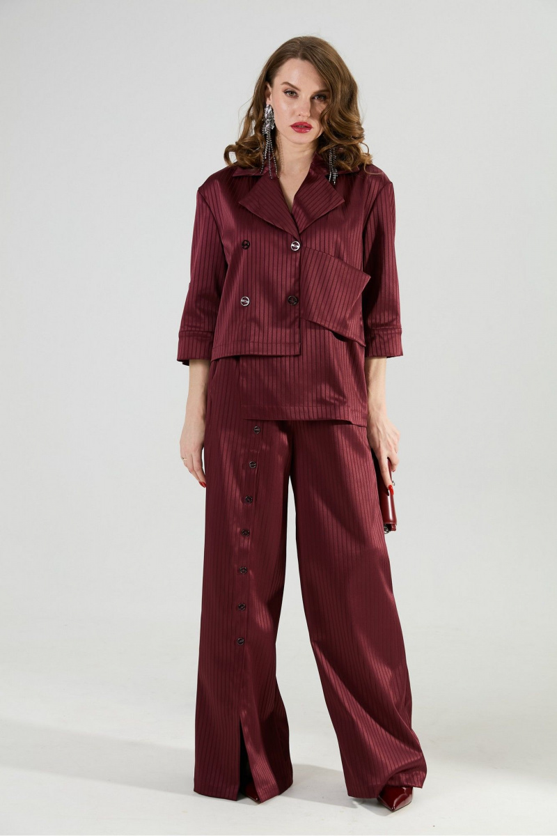Брюки NikVa 977-5 бургунди_полоска