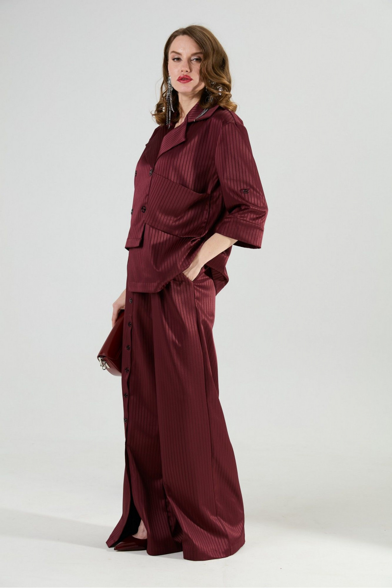 Брюки NikVa 977-5 бургунди_полоска