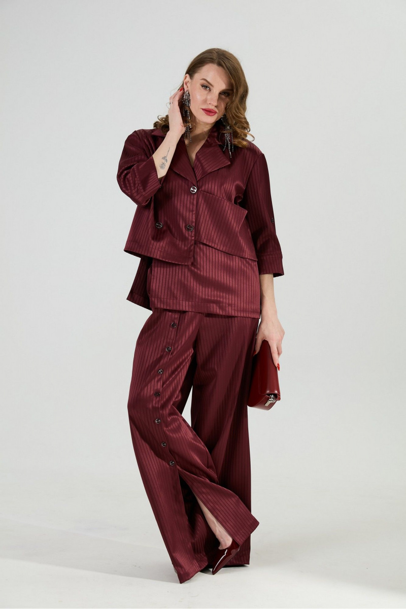 Брюки NikVa 977-5 бургунди_полоска