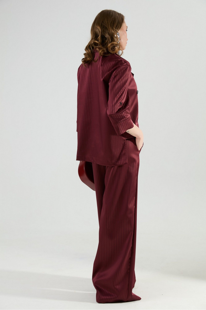 Брючный костюм NikVa 979-5 бургунди_полоска