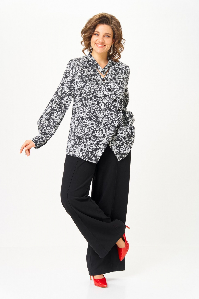 Блузы Michel chic 796 черно-белый_розы