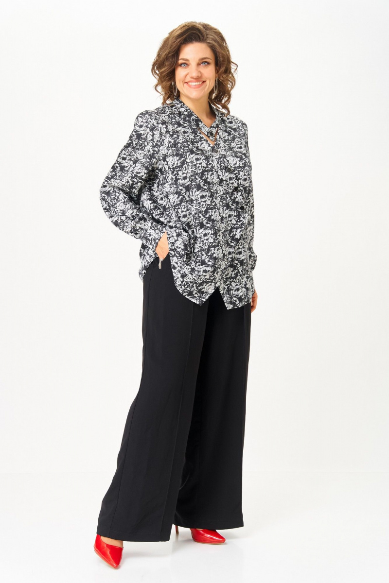 Блузы Michel chic 796 черно-белый_розы