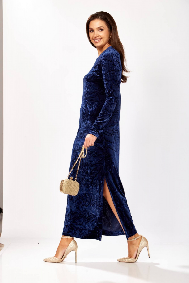 Платья Gizart 5339/1 синий_жатка