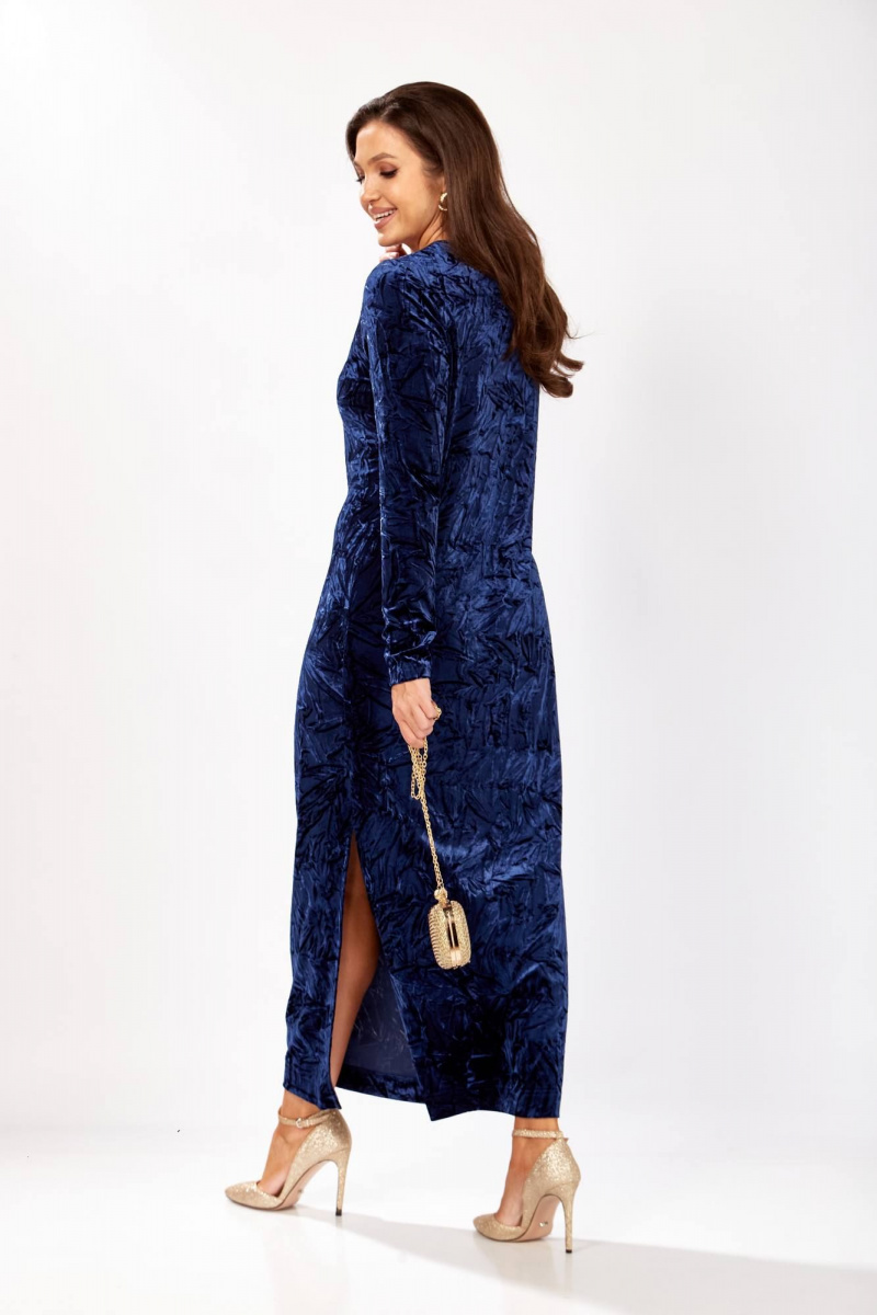 Платья Gizart 5339/1 синий_жатка