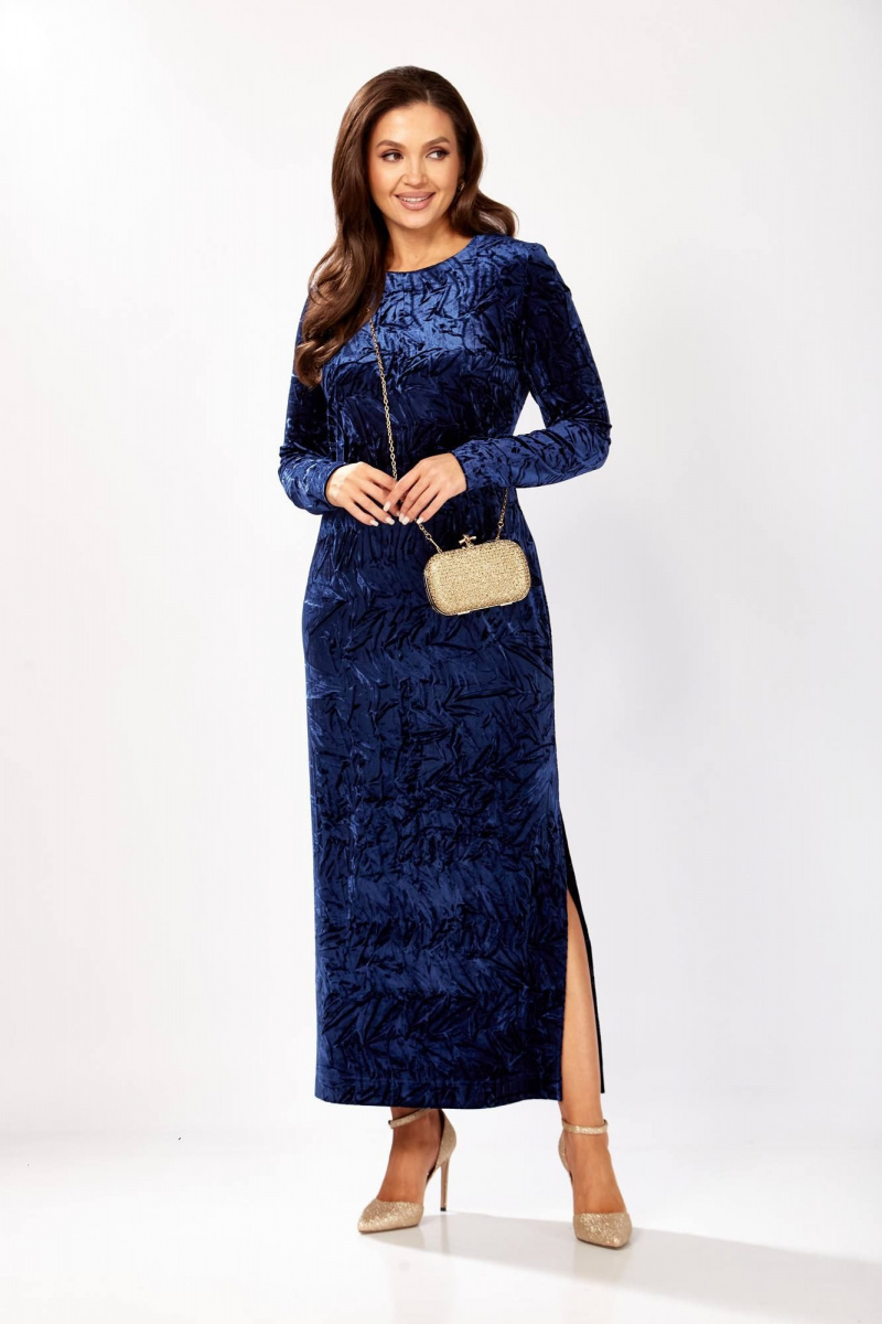 Платья Gizart 5339/1 синий_жатка