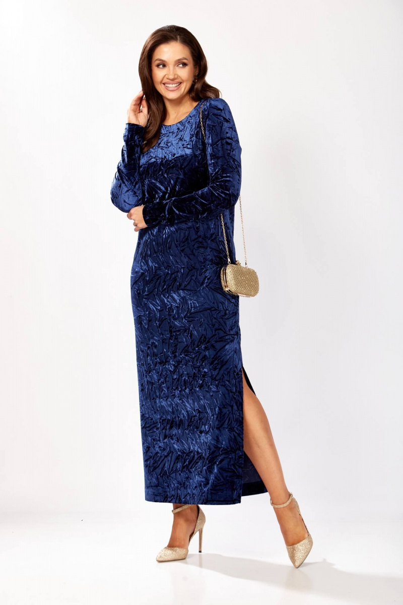 Платья Gizart 5339/1 синий_жатка