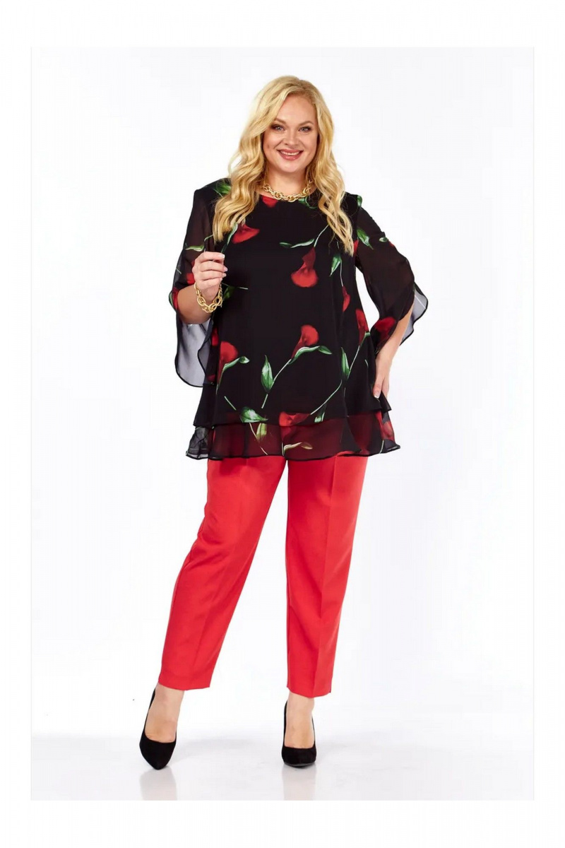 Брючный комплект Элль-стиль 2213/11 черный_красный