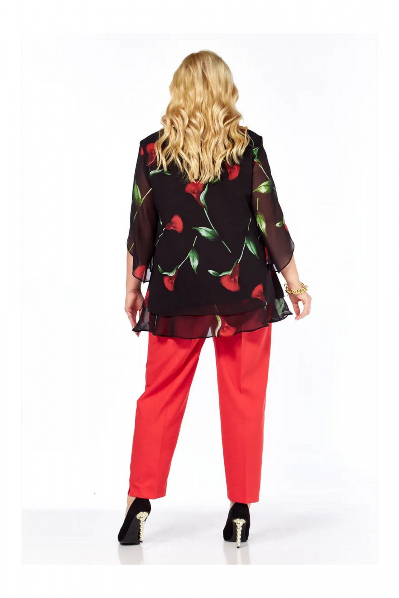 Блузы Элль-стиль 2213/11а черный_принт_цветы