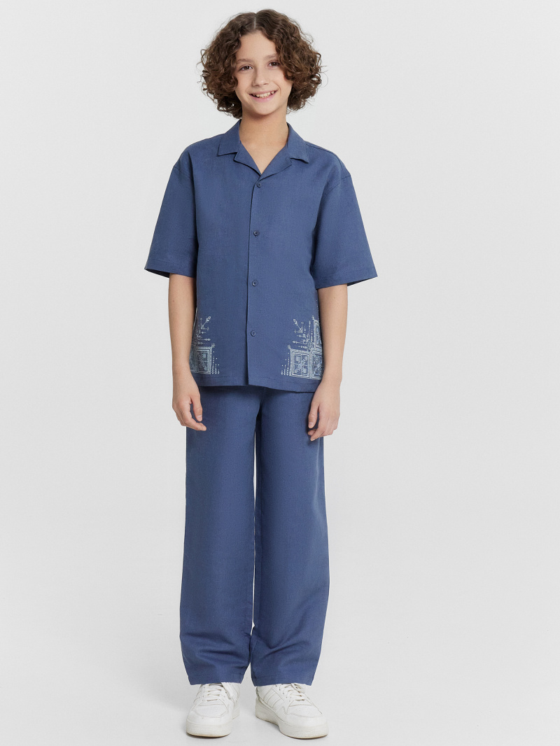 Рубашки с коротким рукавом Mark Formelle 113454/24-33187П-9 шторм_печать_1_сл_на_ПР_1сл_на_ЛВ_дет_пер