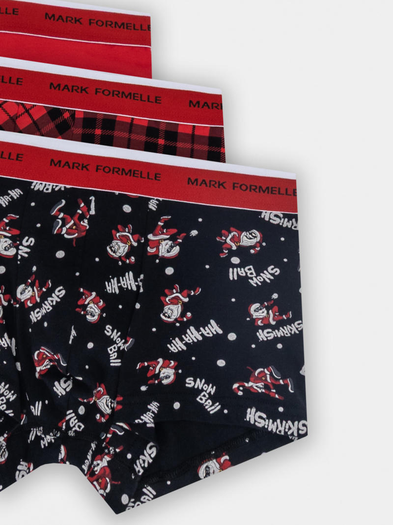 Нижнее белье Mark Formelle 411124-3/25-5321П-5НГ Деды_морозы_на_черном_красный_ч.клетка_на_красно