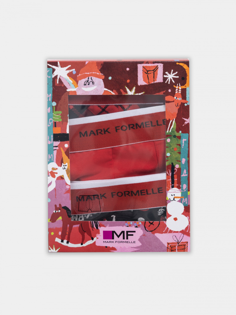 Нижнее белье Mark Formelle 411124-3/25-5321П-5НГ Деды_морозы_на_черном_красный_ч.клетка_на_красно