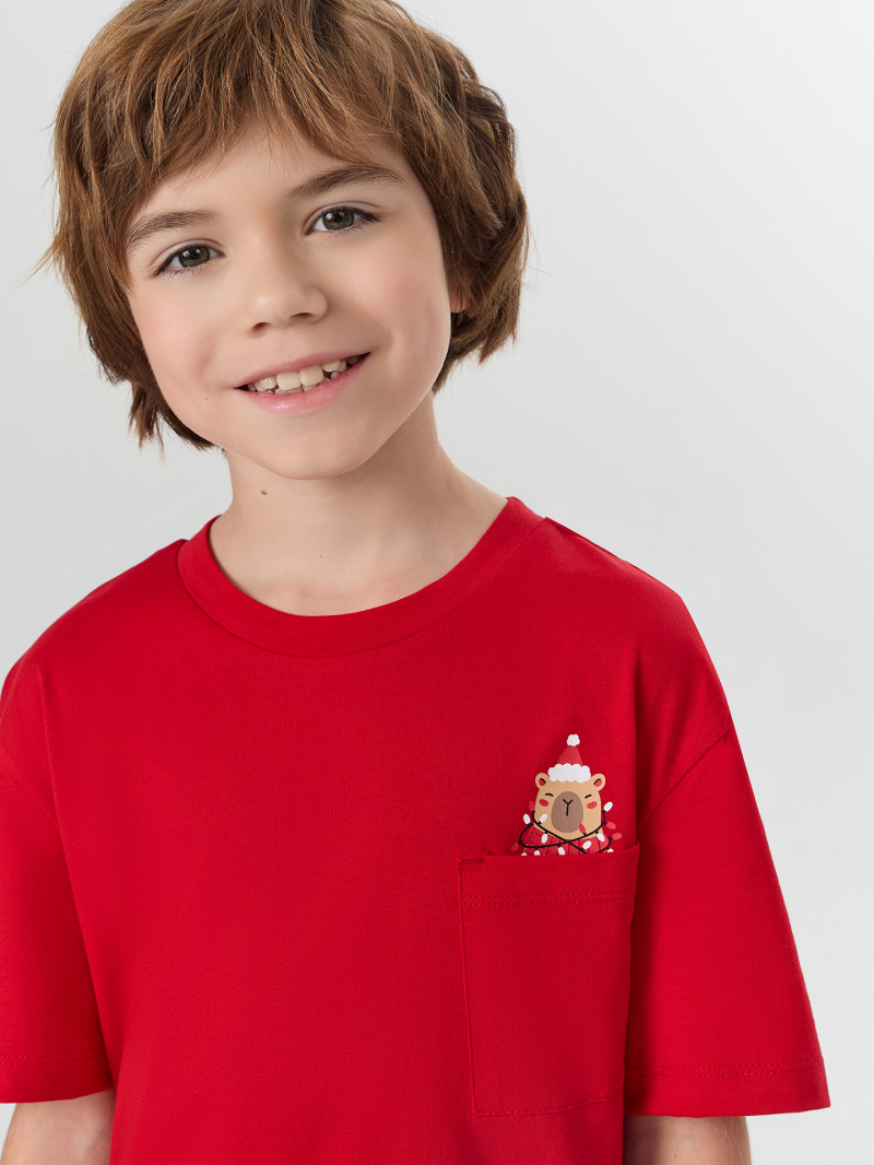 Пижамы Mark Formelle 563329/25-33883ПП-14 спелая_вишня_капибары_на_графитовой_полоске_3_сл_