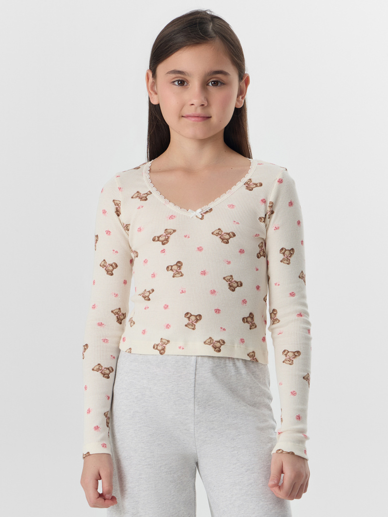 Пижамы Mark Formelle 567758/25-36077ПП-1 мишки_с_цветами_на_молоке_серый_меланж_4306_А