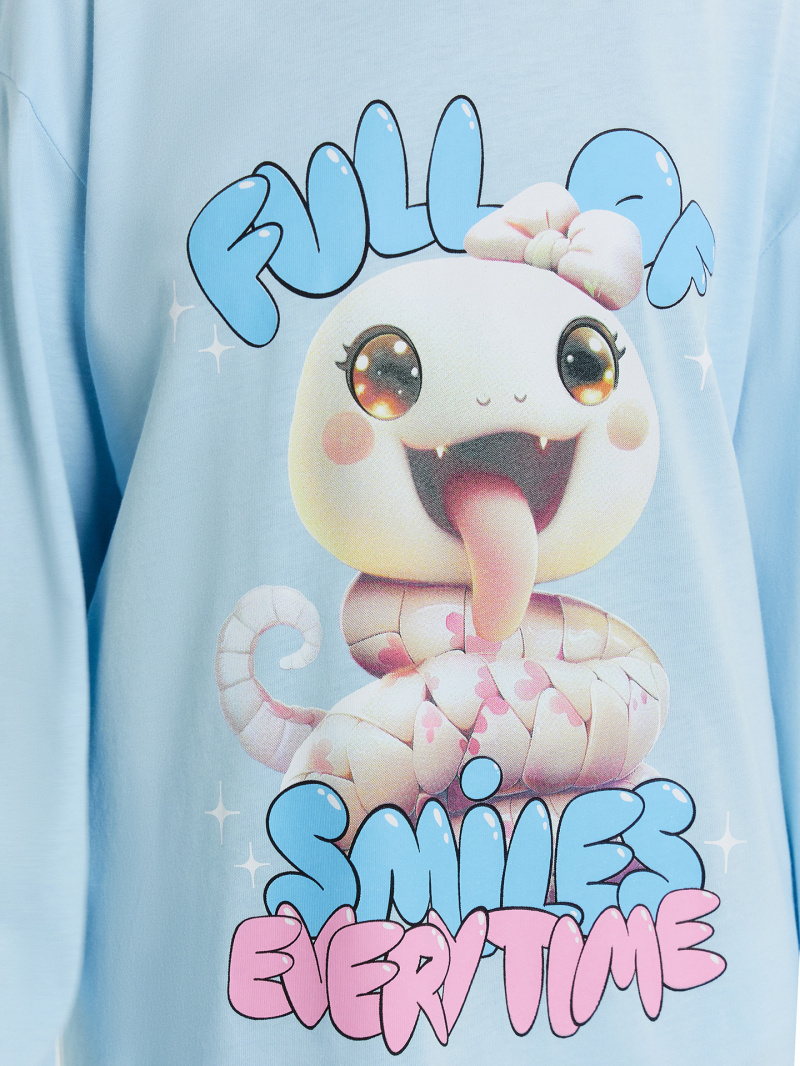 Пижамы Mark Formelle 577718/24-26244ПП-0 насыщенный_голубой_печать_3_сл_на_пол