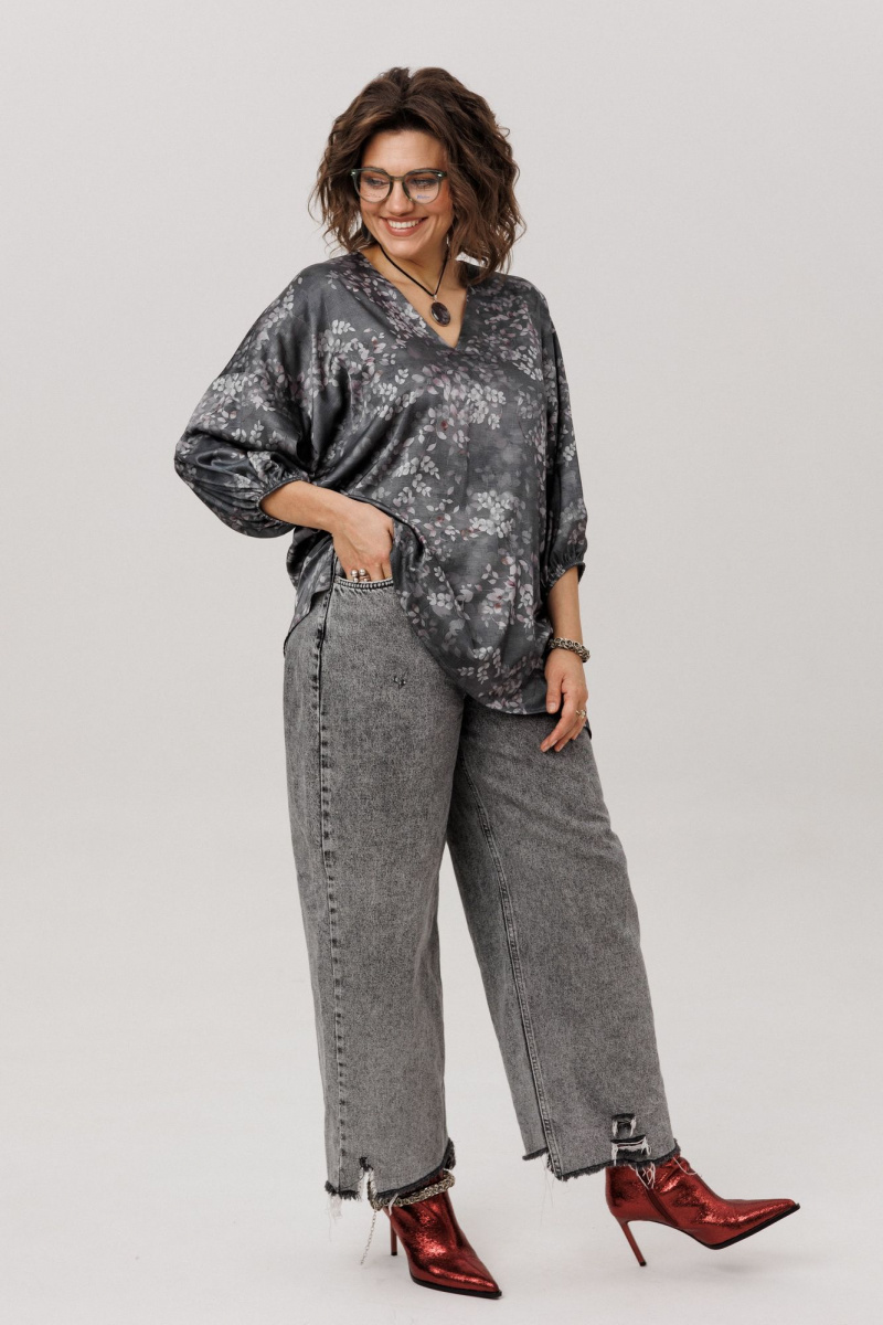 Блузы Anelli 1665.1 графитовый_гербарий