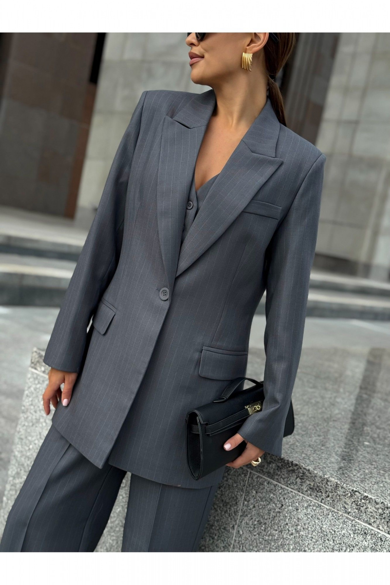 Жакеты KORTNI 21Р7 серый в голубую полоску