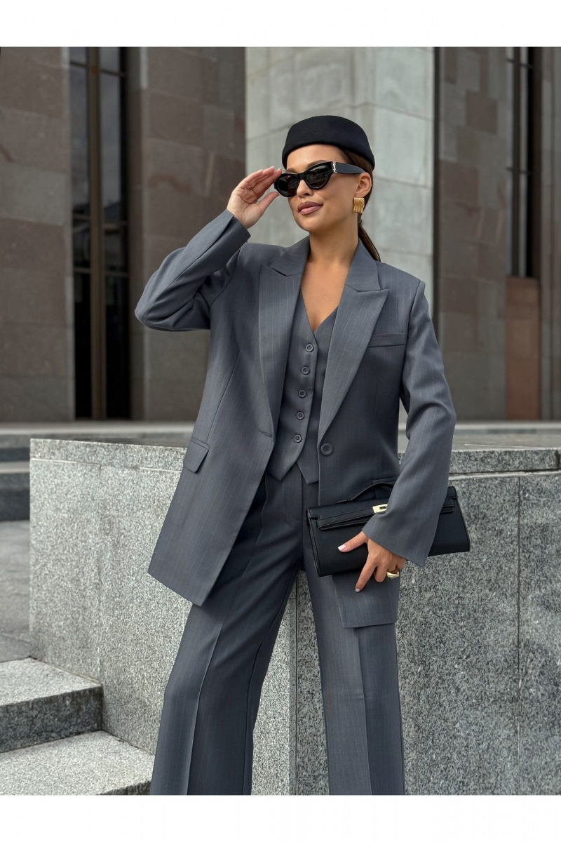 Жакеты KORTNI 21Р7 серый в голубую полоску