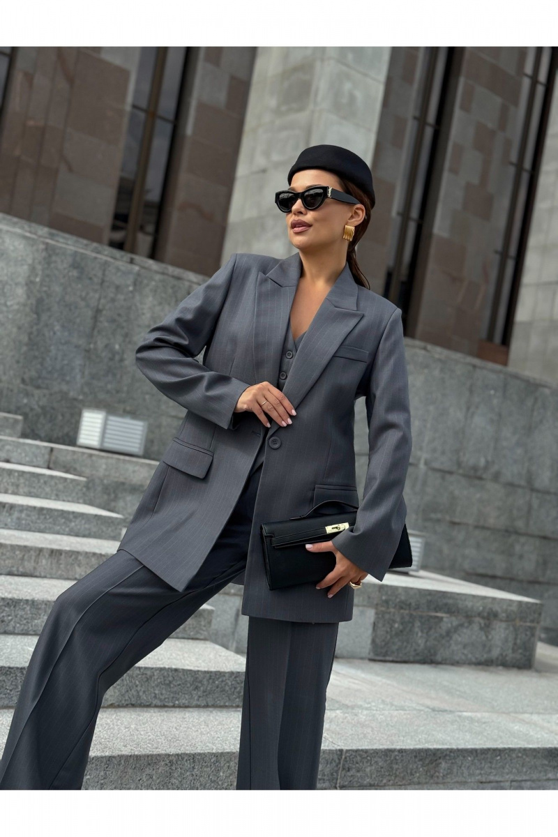 Брюки KORTNI 19BR11 серый в голубую полоску